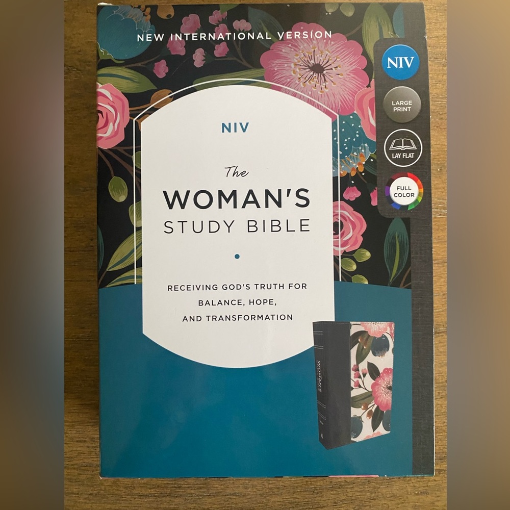 New in box- Canvas floral cloth cover- Hardcover Women’s Study Bible NIV